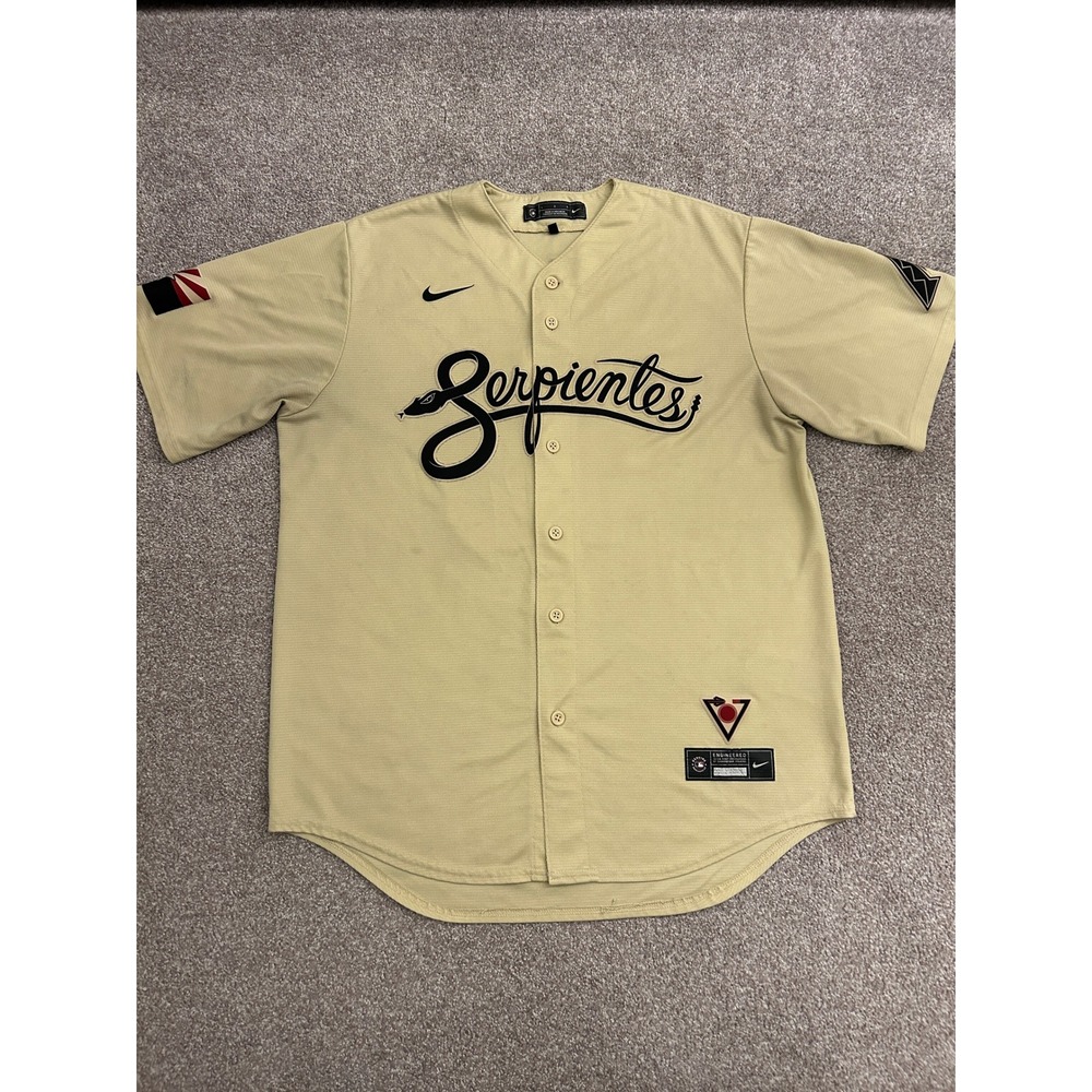 Nike Arizona Diamondbacks Jersey Mens L Gold Excellent Serpientes Bumgarner 40